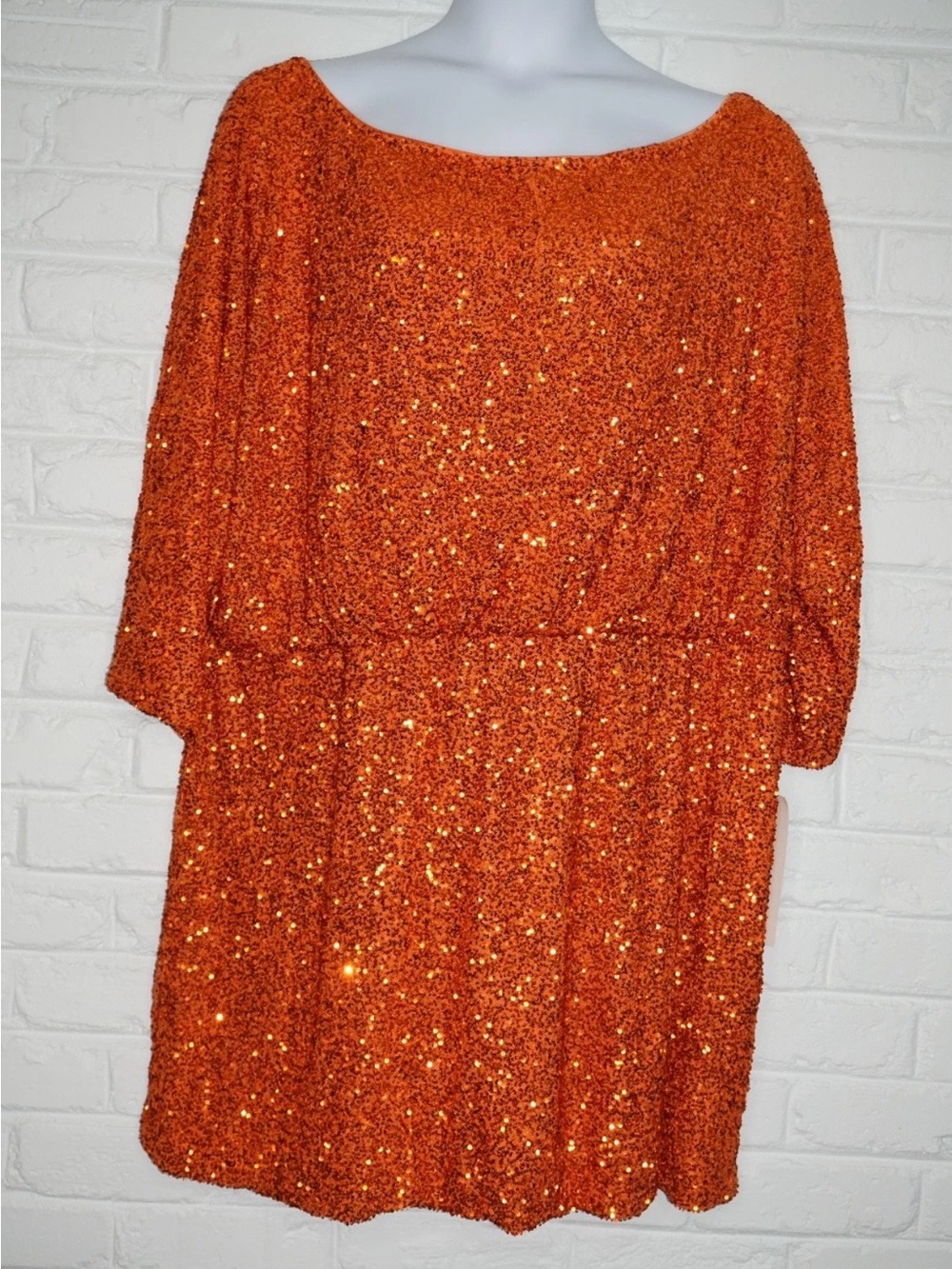 Never Fully Dressed Orange Sequin Tilly Off The Shoulder Dress Size: 22 New